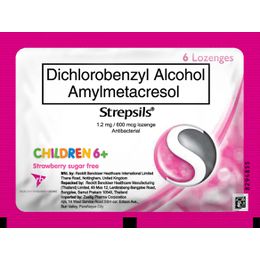 Strepsils Children 6+ Strawberry Sugar Free Lozenges - Pack of 6s
